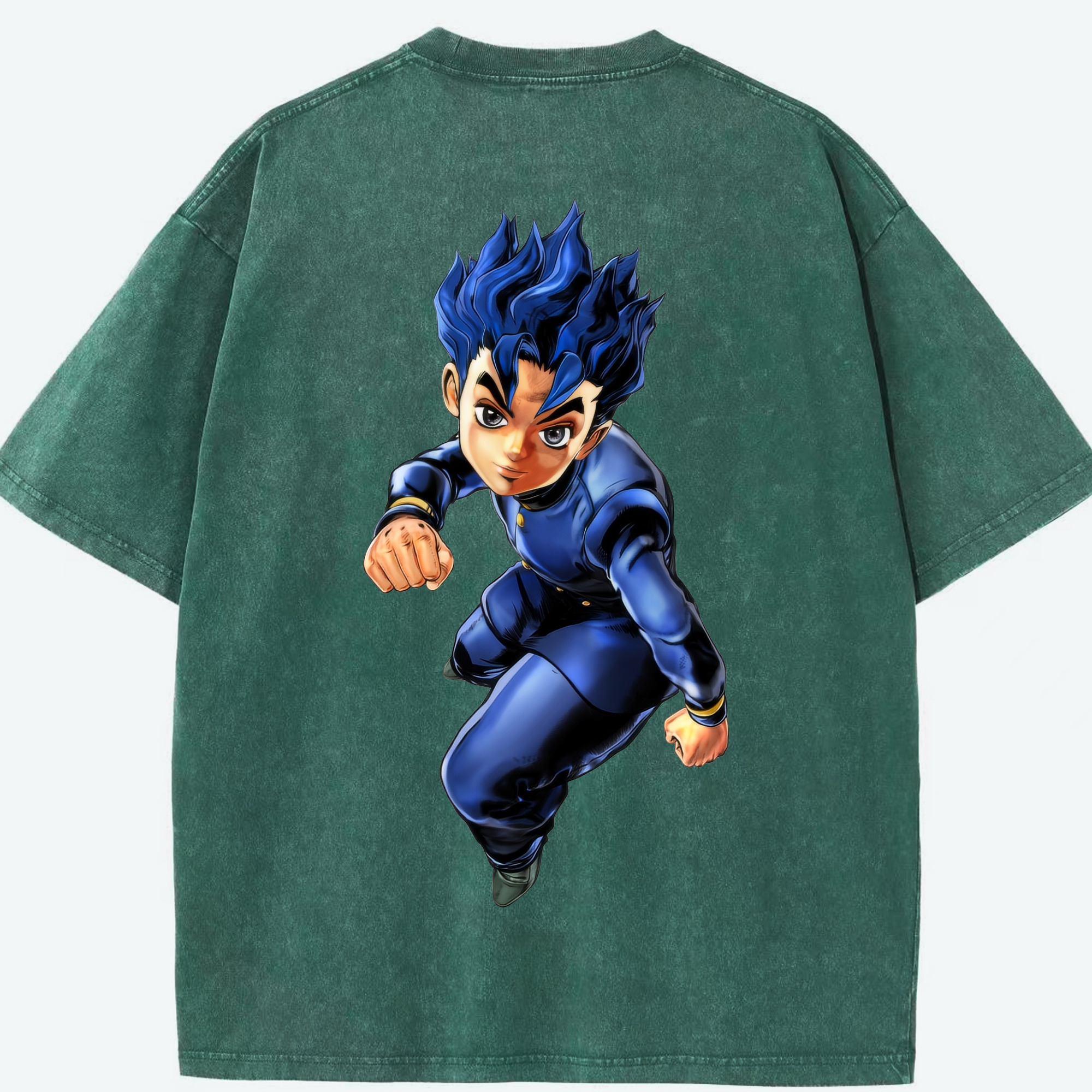 （画像用） ジョジョの奇妙な冒険 広瀨康一 JoJo's Bizarre Adventure Hirose Koichi 綿100% ヴィンテージ風 半袖Tシャツ（背面プリント）